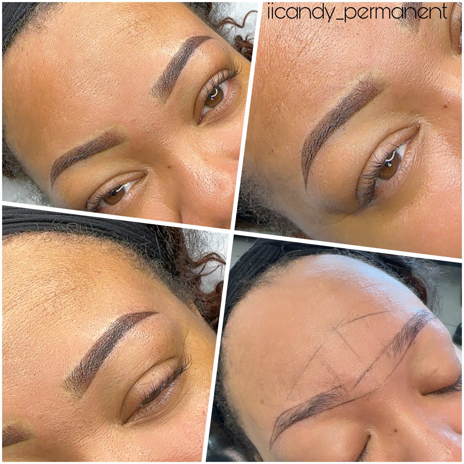 Combo brows healed results by Candy — four angles